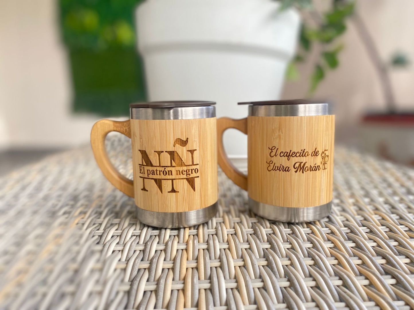 Taza termica de madera personalizada