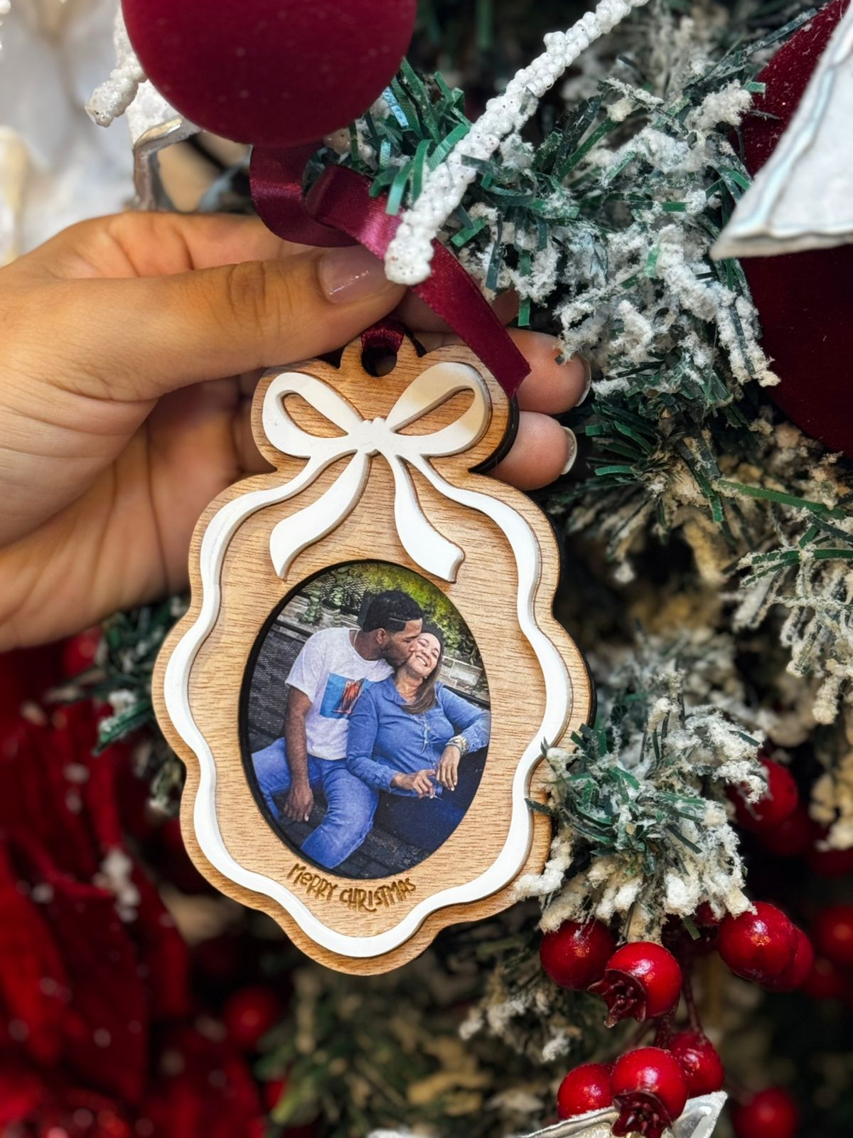 Ornamento para el árbol con foto.