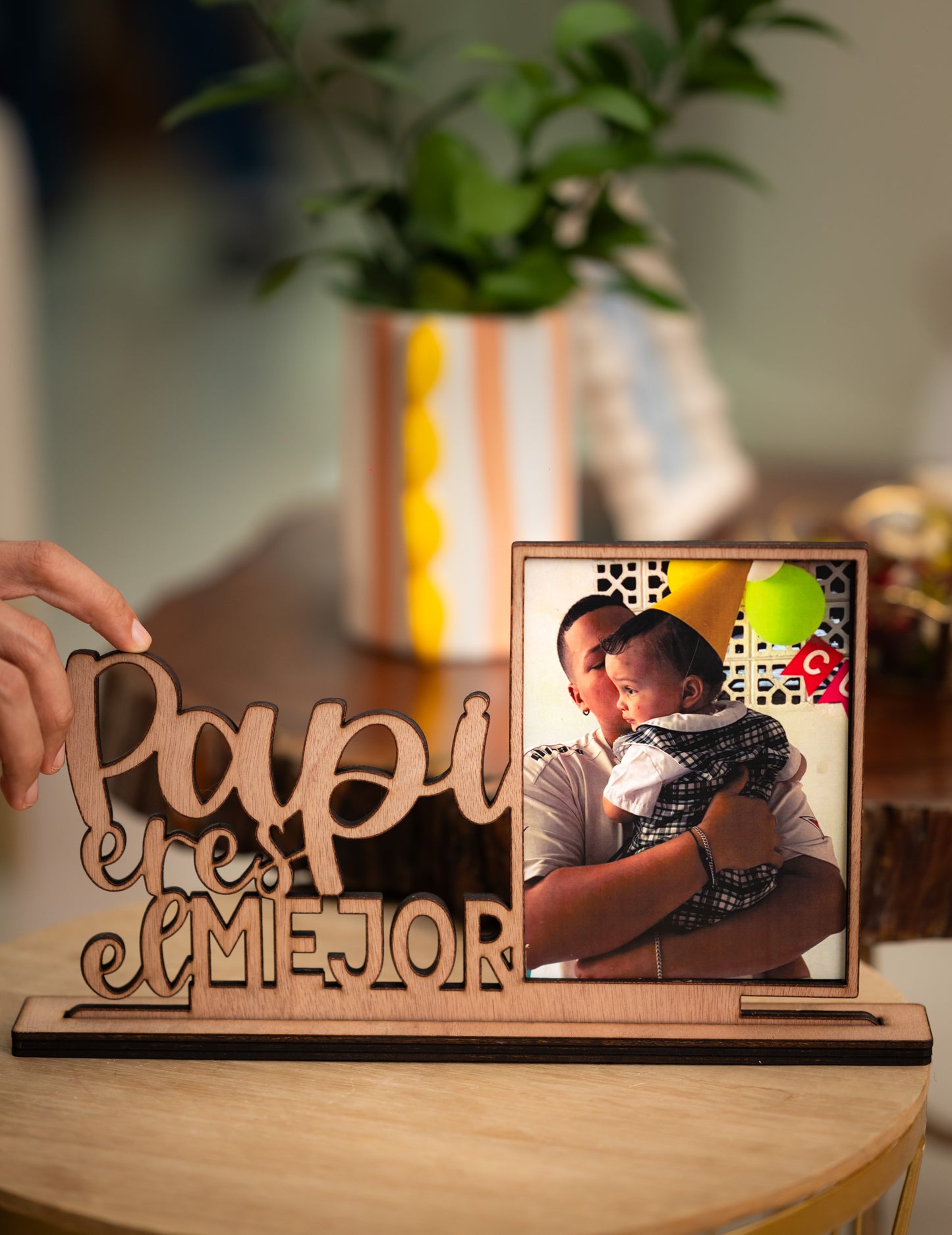 Retrato en madera PAPI ERES EL MEJOR