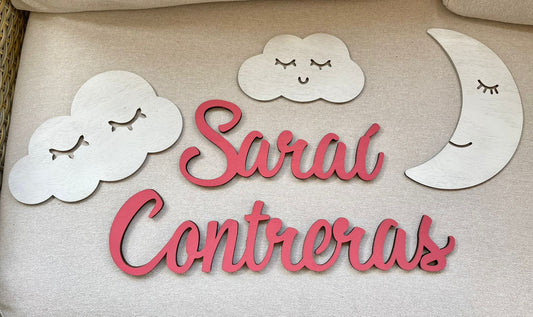 Nombres en madera para habitación de bebe