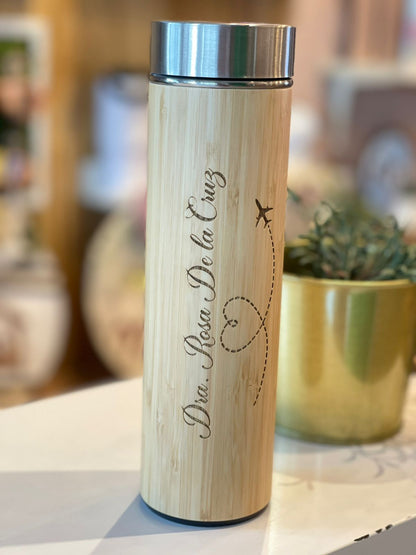 Botella de madera grabado personalizado