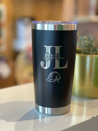 Car tumbler negro grabado personalizado