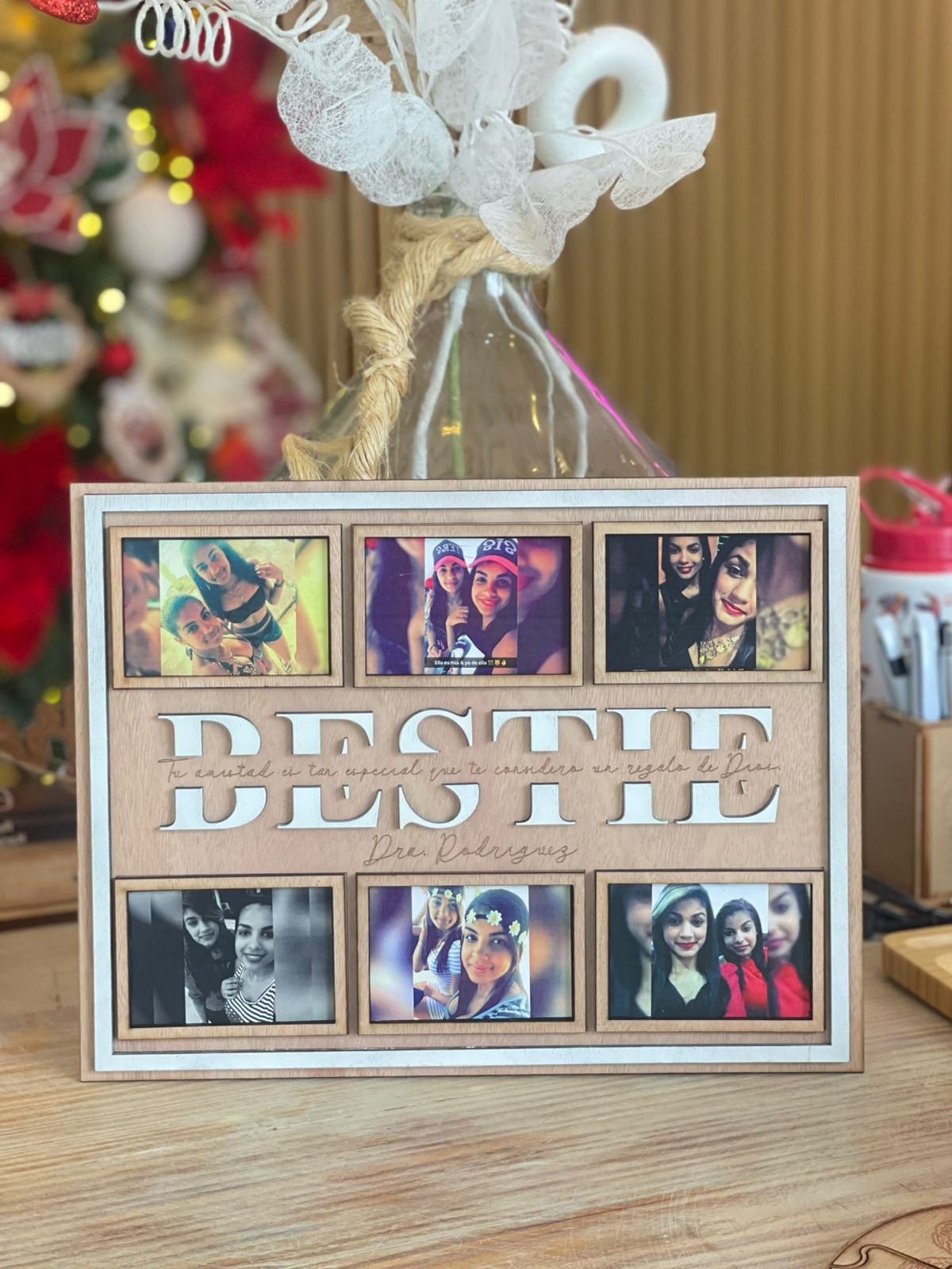 Cuadro en madera con fotos y frases personalizado