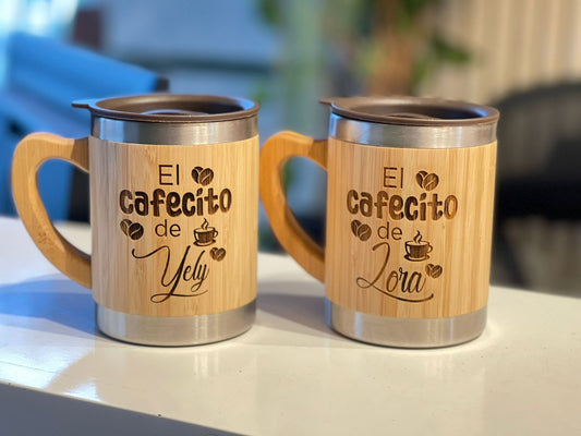 Taza termica de madera personalizada