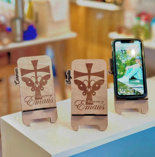 Porta celular en madera personalizado