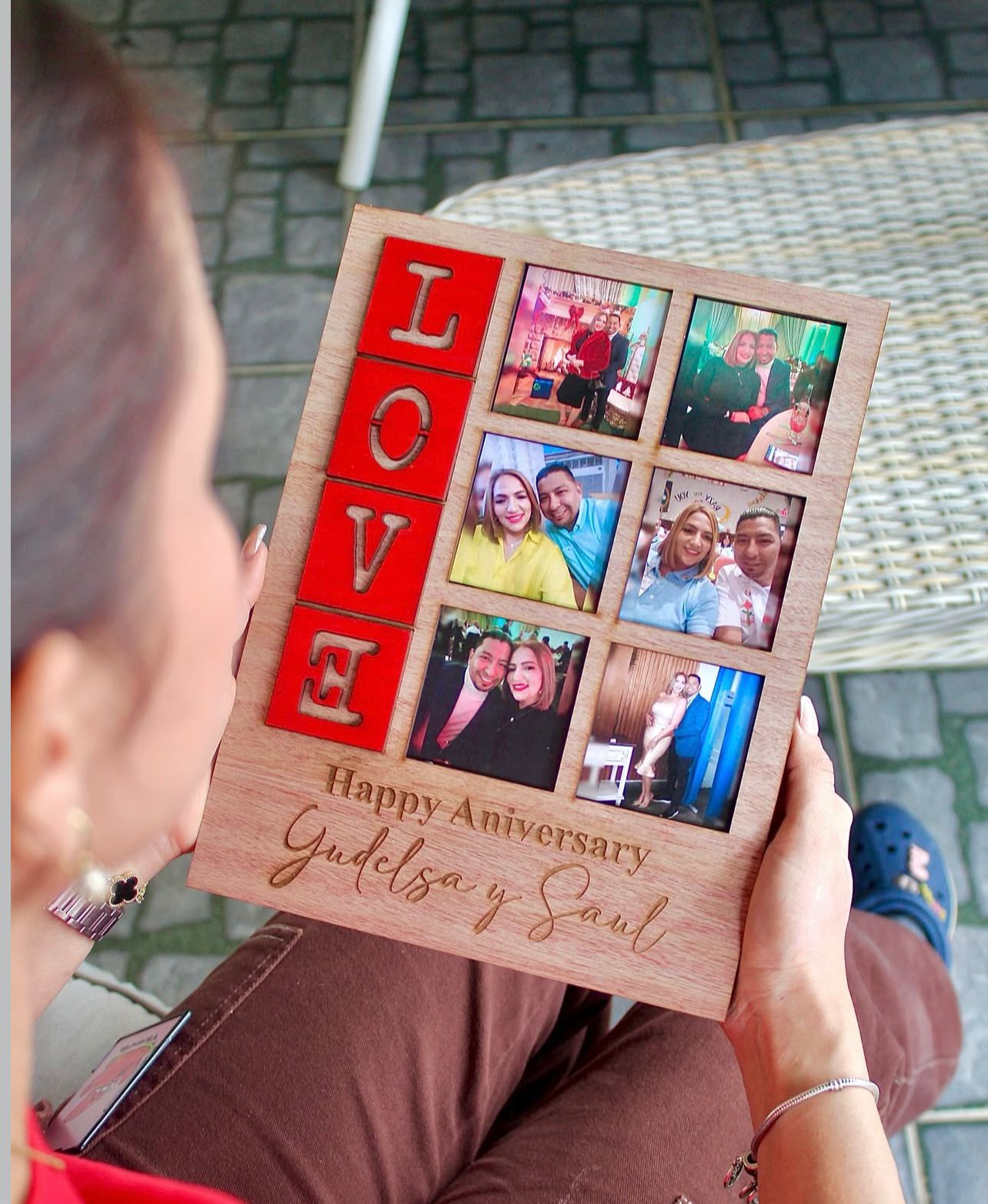 Retrato en madera con fotos, palabra y frase personalizado