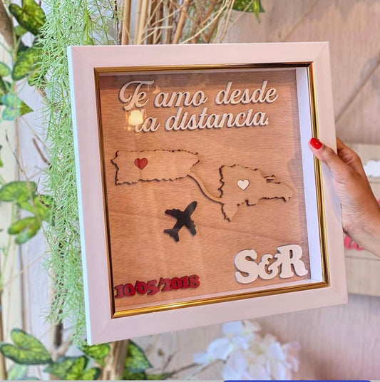 Cuadro encajonado amor a distancia