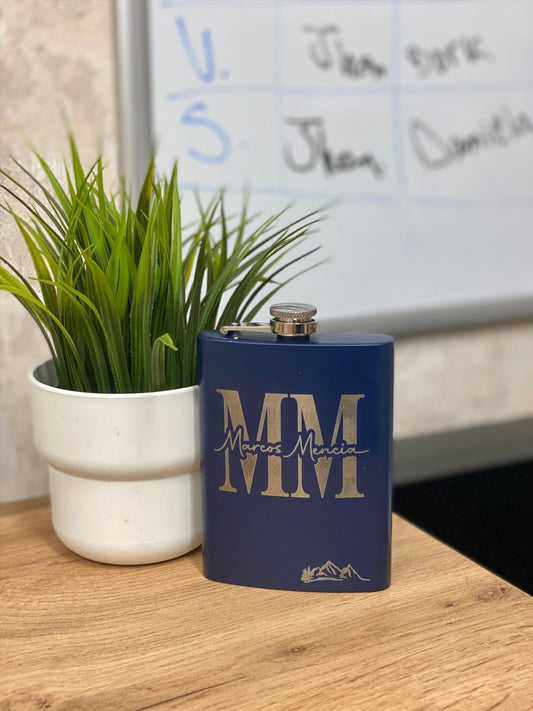 Petaca azul marino personalizado