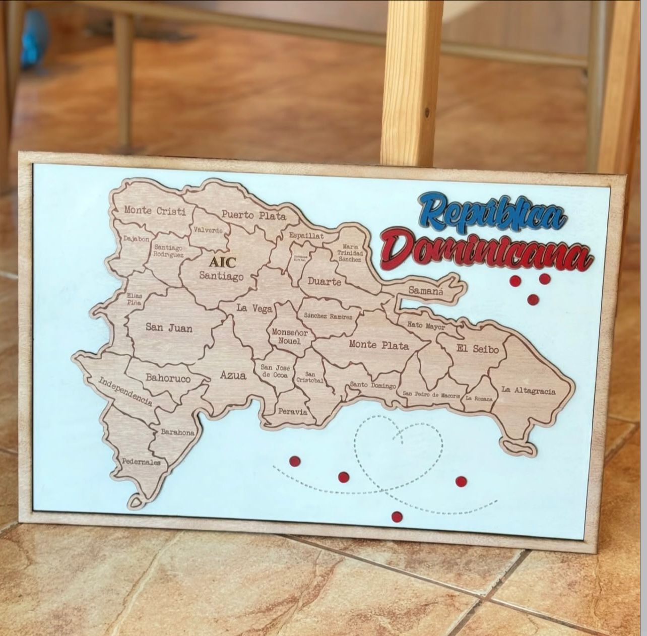 Mapa en madera de Rep. Dom.