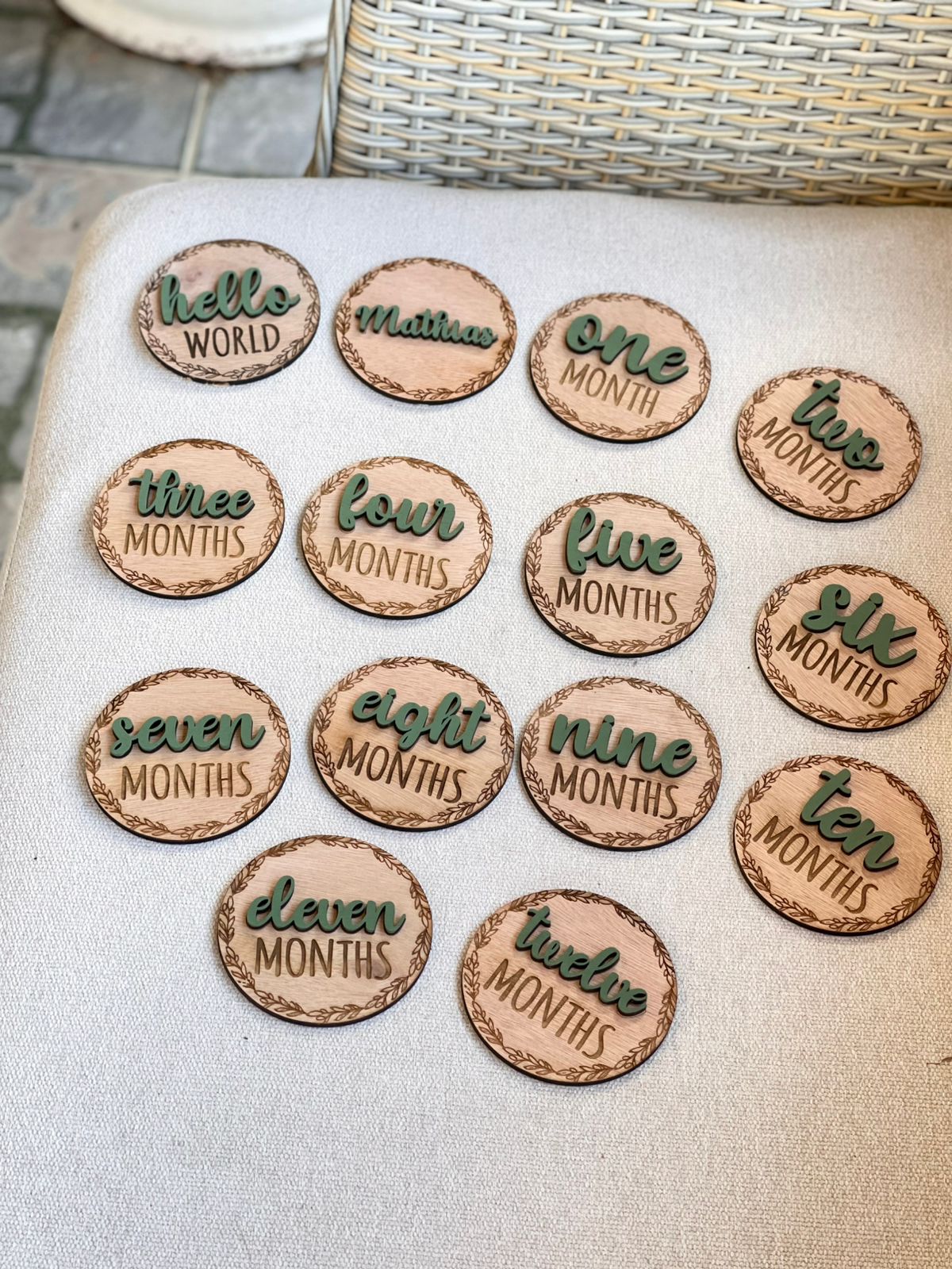 Set de 12 meses de bebé recién nacido personalizado