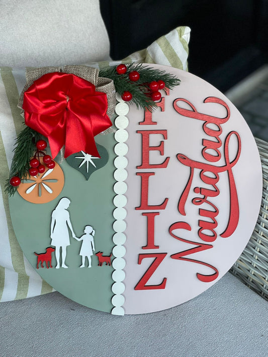 Corona Navideña Feliz Navidad, Familiar.