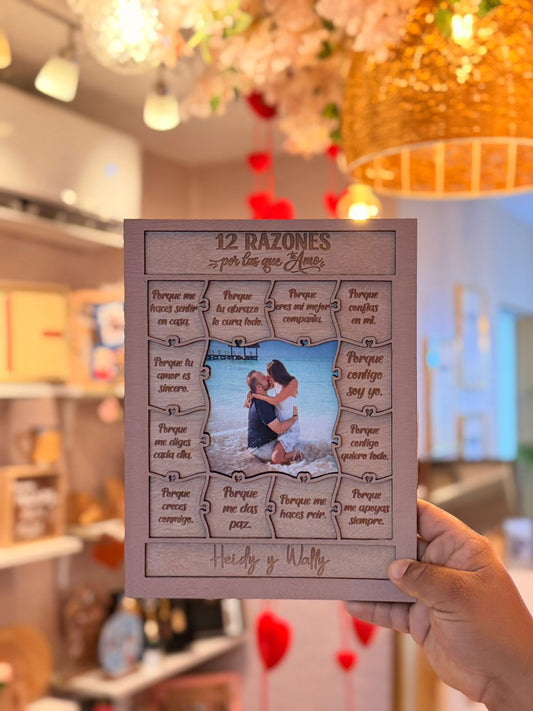 Cuadro 12 razones por las que te amo con foto