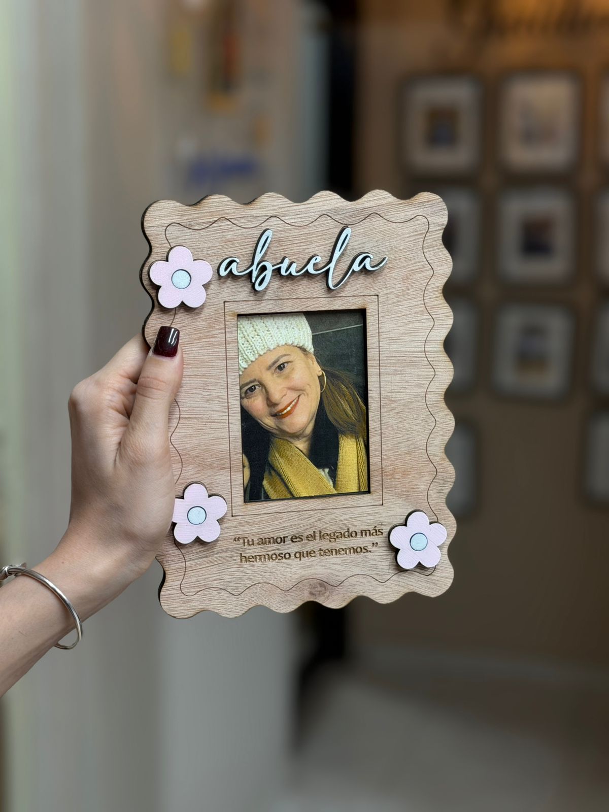Retrato en madera sencillo con foto y mensaje