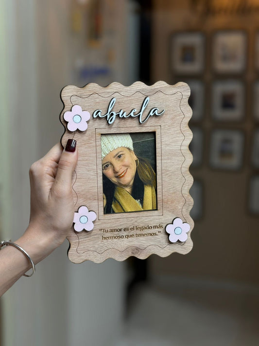 Retrato en madera sencillo con foto y mensaje