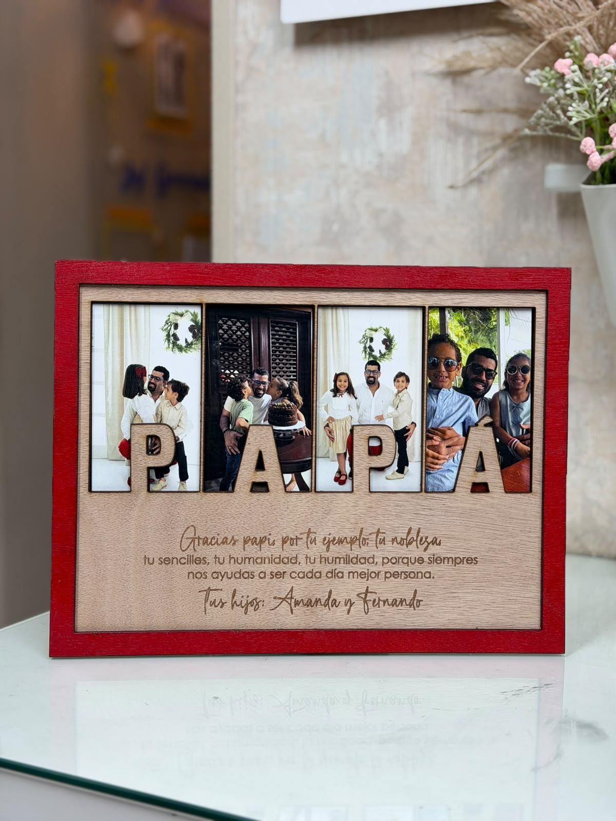 Cuadro en madera con fotos de PAPA y mensaje