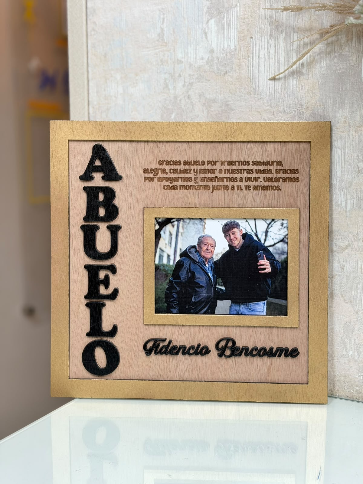 Cuadro en madera personalizado con foto y mensaje