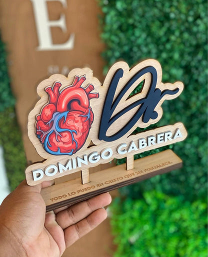 Nombre de escritorio en madera