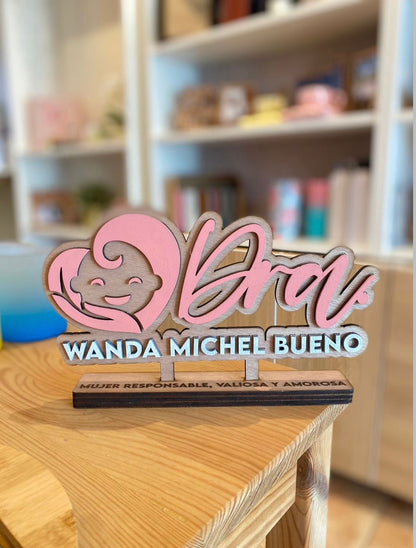 Nombre de escritorio en madera