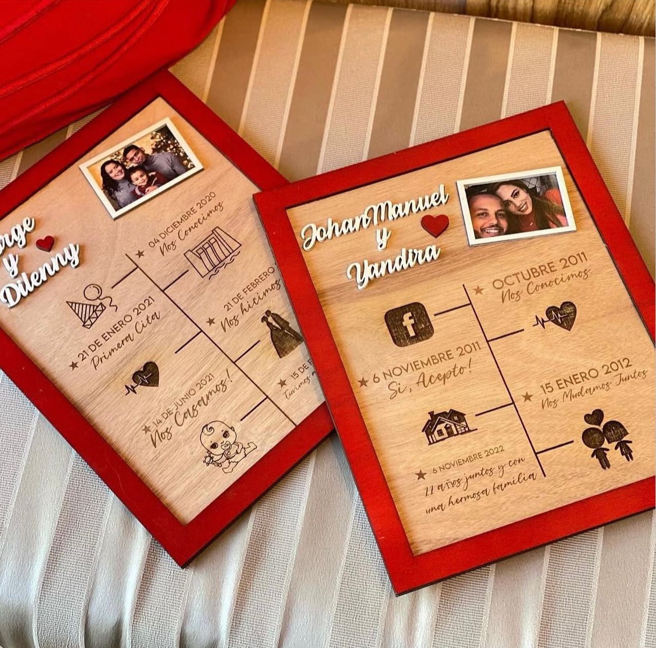 Cuadro en madera con foto y fechas importantes