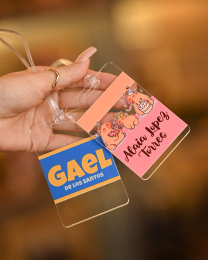 Tags para mochila personalizado en UV